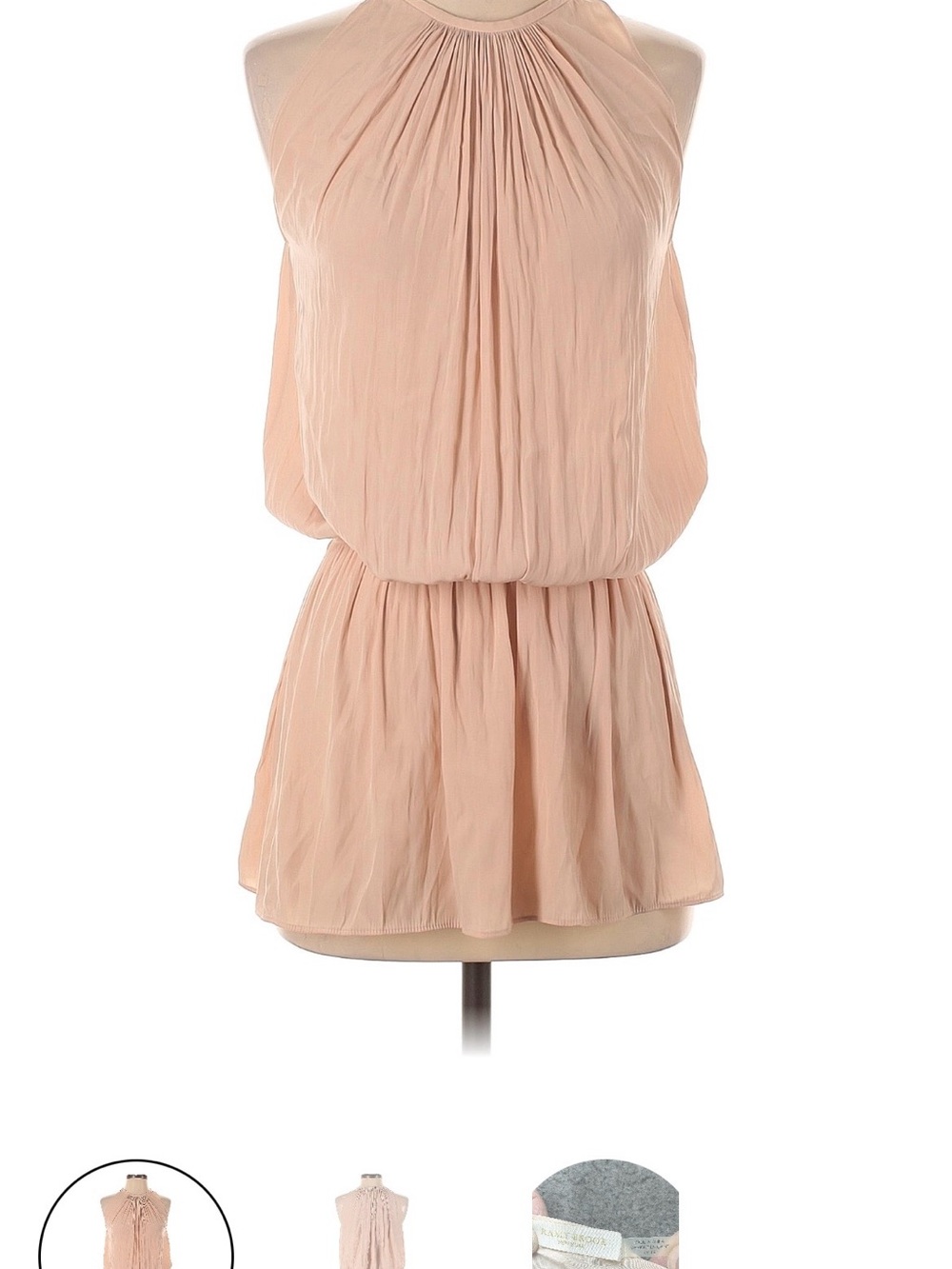 Blush Pink Sleeveless Halter Blouson Dress